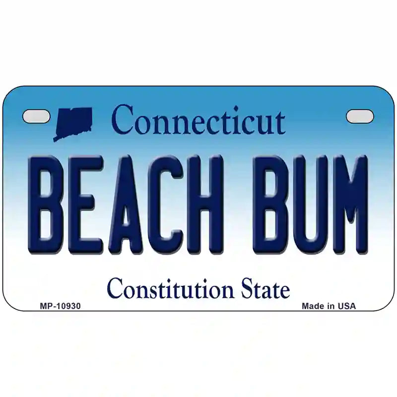 Beach Bum Connecticut Metal Novelty License Plate 7" x 4" (MP)