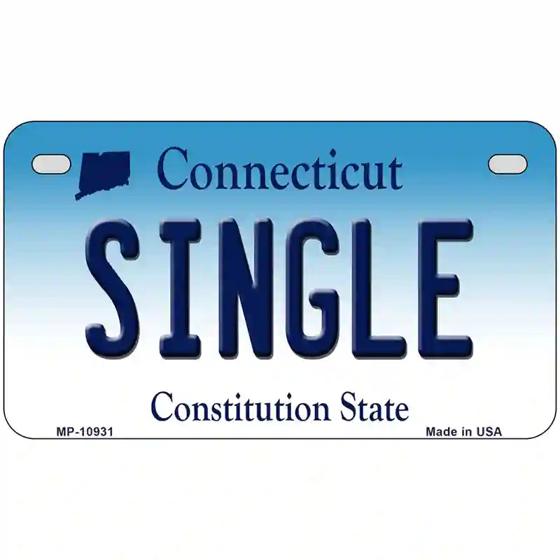 Single Connecticut Metal Novelty License Plate 7" x 4" (MP)