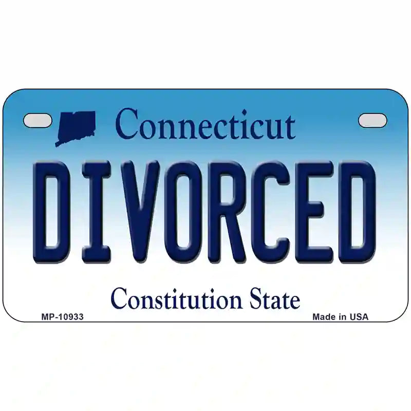 Divorced Connecticut Metal Novelty License Plate 7" x 4" (MP)