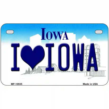 I Love Iowa Metal Novelty License Plate 7" x 4" (MP)