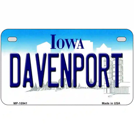 Davenport Iowa Metal Novelty License Plate 7" x 4" (MP)