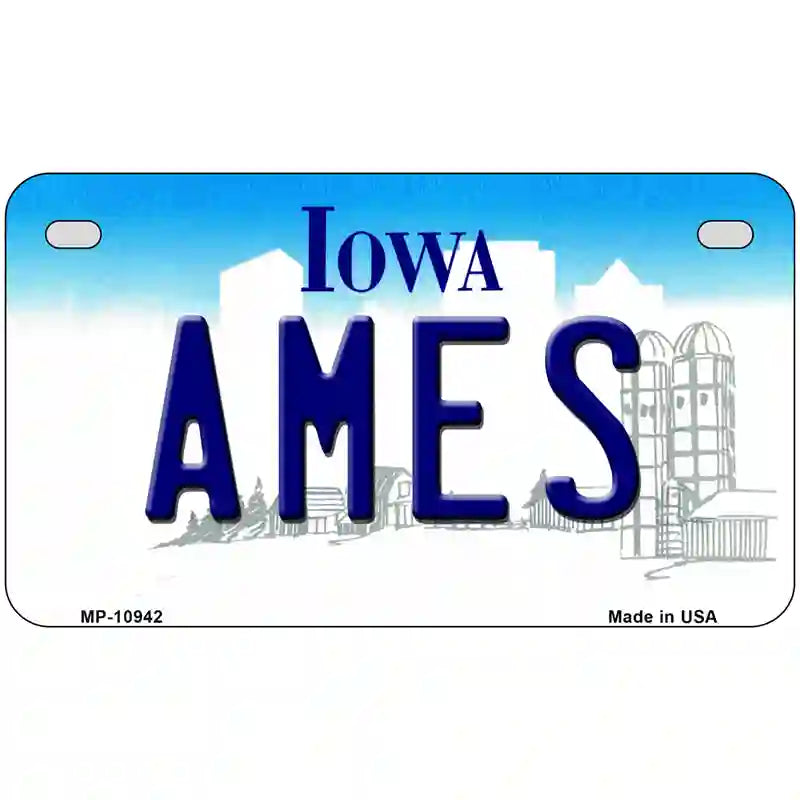 Ames Iowa Metal Novelty License Plate 7" x 4" (MP)