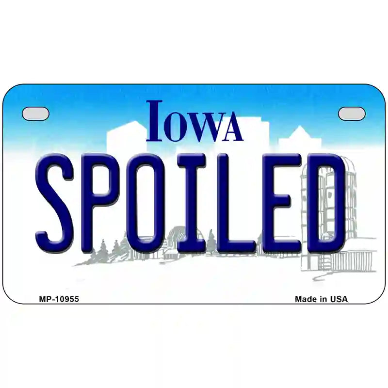 Spoiled Iowa Metal Novelty License Plate 7" x 4" (MP)