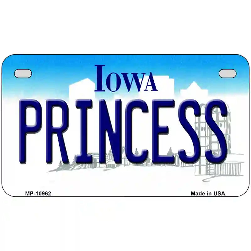 Princess Iowa Metal Novelty License Plate 7" x 4" (MP)