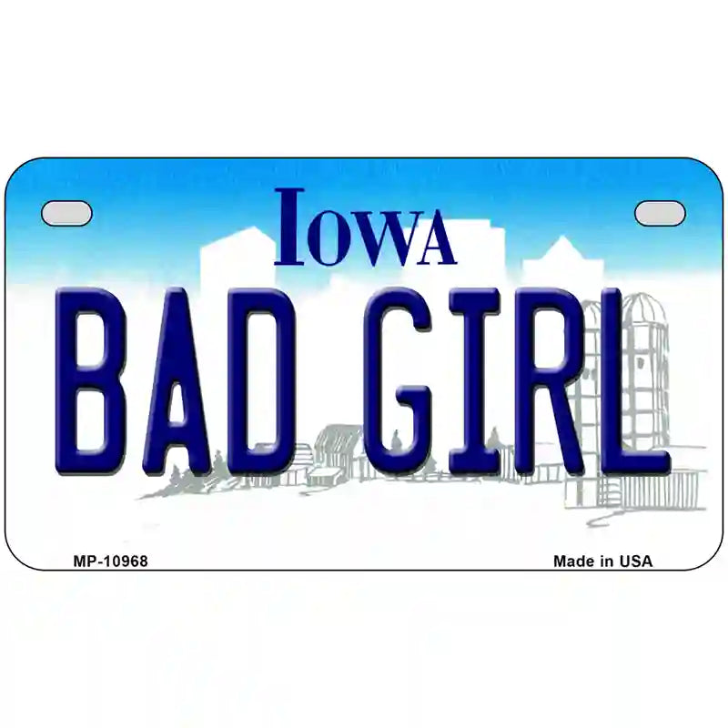 Bad Girl Iowa Metal Novelty License Plate 7" x 4" (MP)