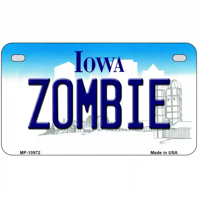 Zombie Iowa Metal Novelty License Plate 7" x 4" (MP)