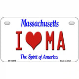 I Love Massachusetts Metal Novelty License Plate 7" x 4" (MP)