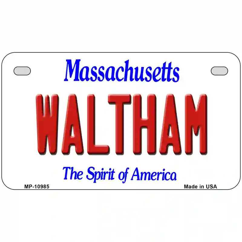 Waltham Massachusetts Metal Novelty License Plate 7" x 4" (MP)