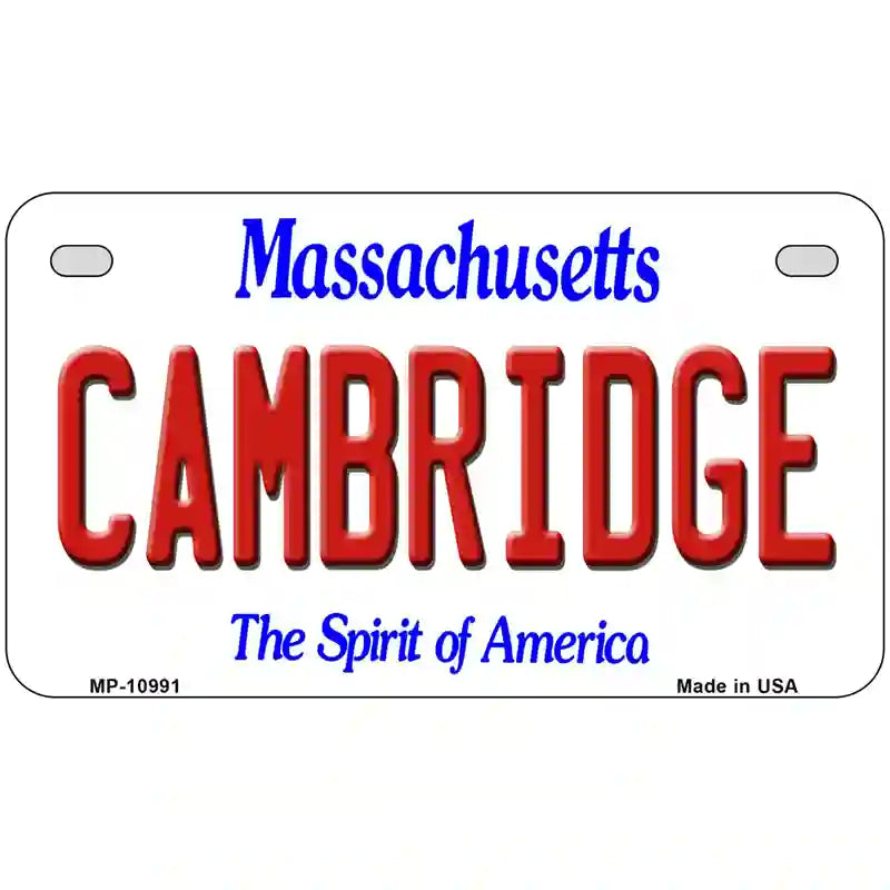 Cambridge Massachusetts Metal Novelty License Plate 7" x 4" (MP)