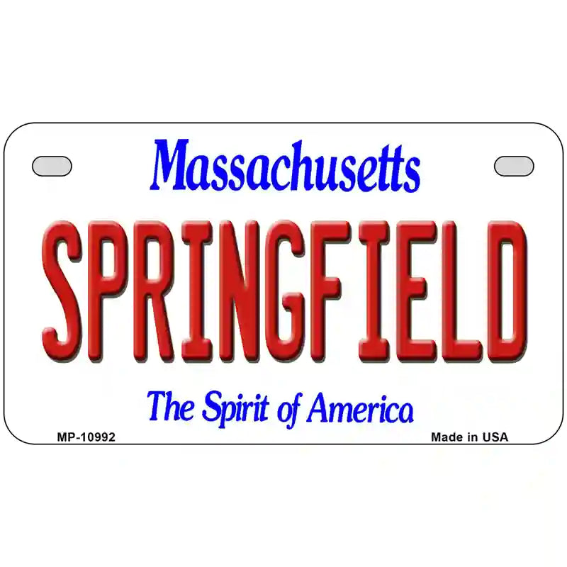 Springfield Massachusetts Metal Novelty License Plate