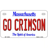 Go Crimson Massachusetts Metal Novelty License Plate 7" x 4" (MP)