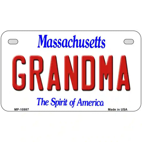 Grandma Massachusetts Metal Novelty License Plate 7" x 4" (MP)