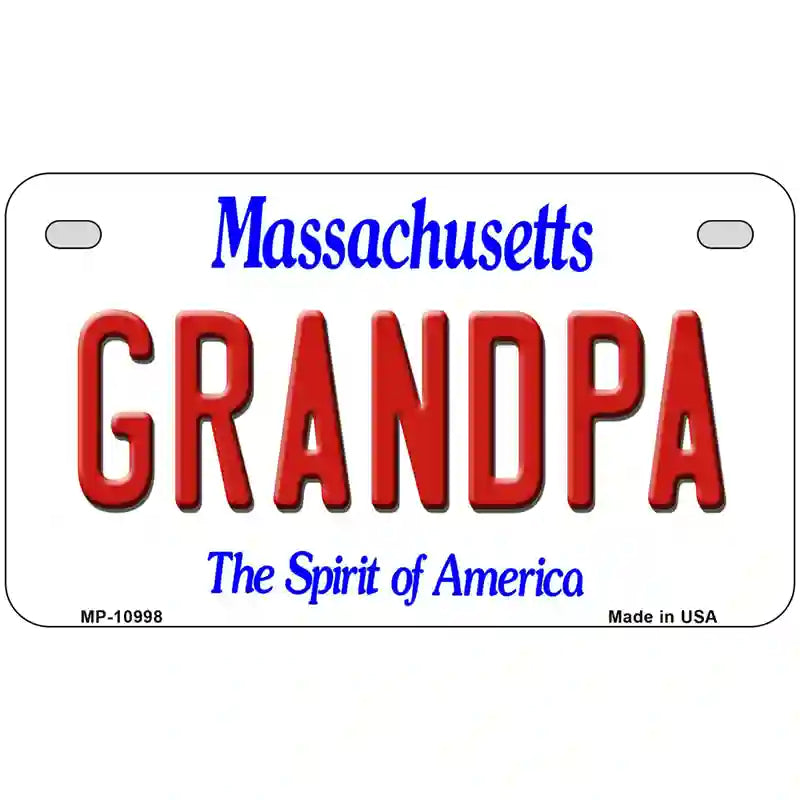 Grandpa Massachusetts Metal Novelty License Plate 7" x 4" (MP)