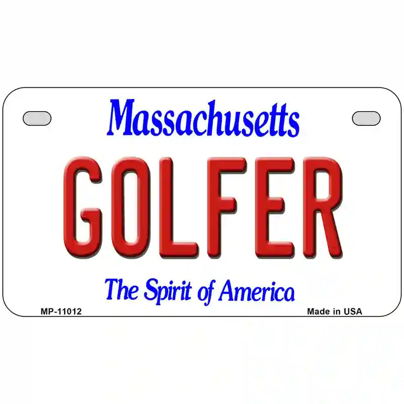 Golfer Massachusetts Metal Novelty License Plate 7" x 4" (MP)