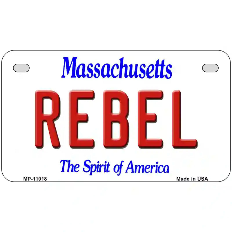 Rebel Massachusetts Metal Novelty License Plate 7" x 4" (MP)