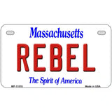 Rebel Massachusetts Metal Novelty License Plate 7" x 4" (MP)