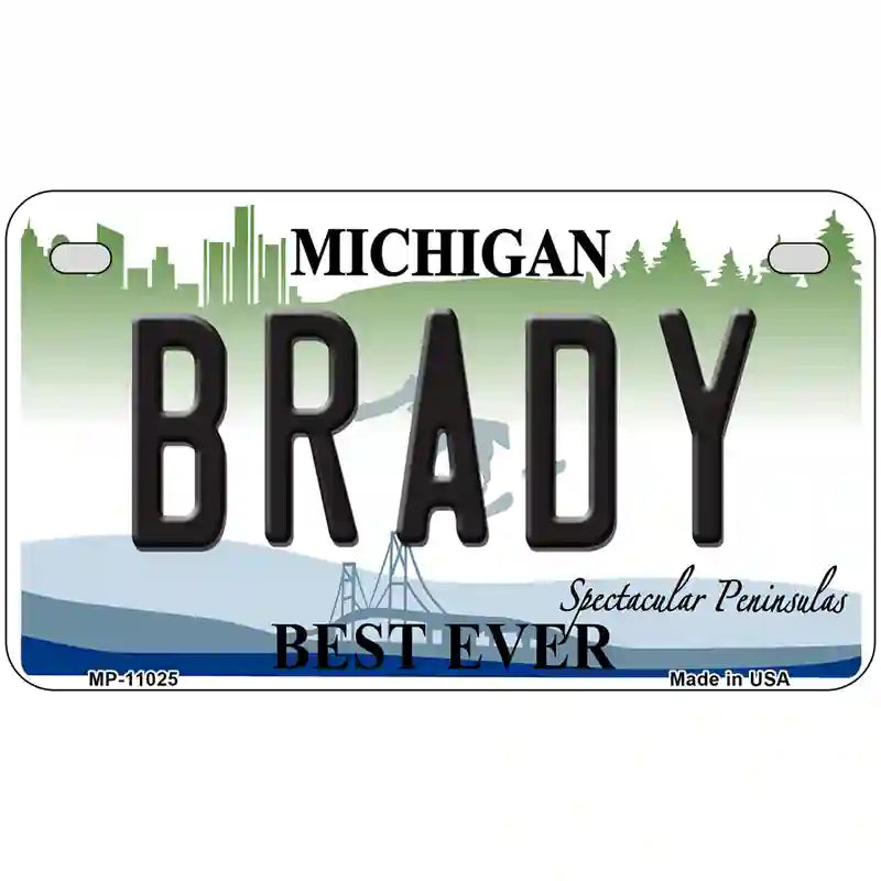 Brady Michigan Metal Novelty License Plate 7" x 4" (MP) / Yes