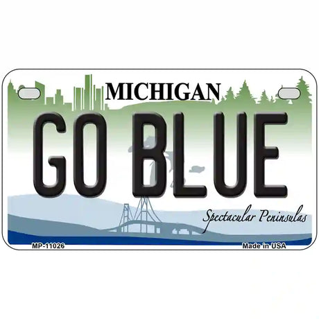 Go Blue Michigan Metal Novelty License Plate 7" x 4" (MP)