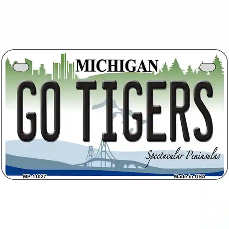 Go Tigers Michigan Metal Novelty License Plate 7" x 4" (MP)