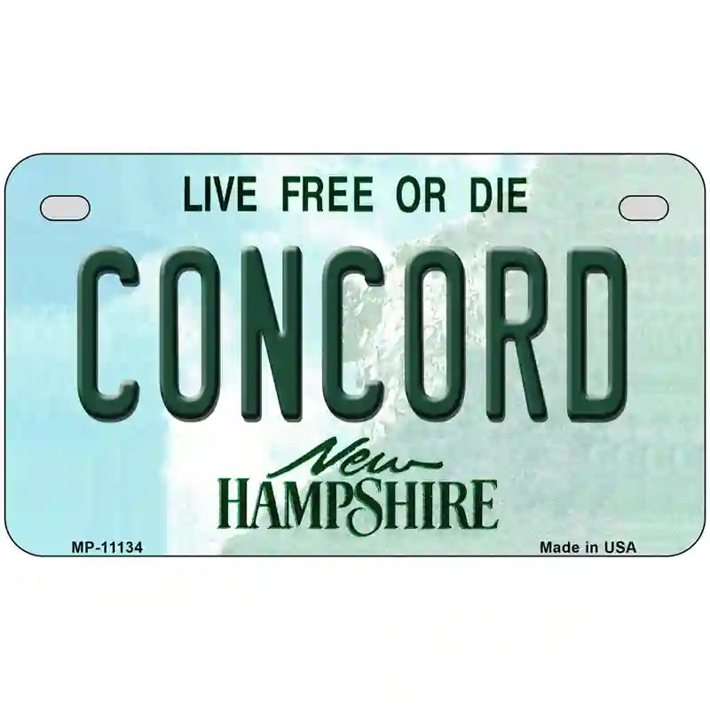 Concord New Hampshire State License Plate 7" x 4" (MP)