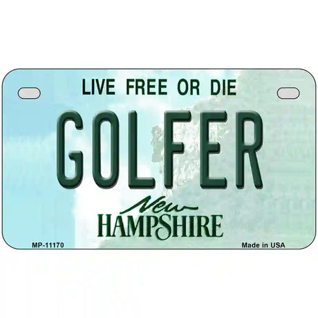 Golfer New Hampshire State License Plate 7" x 4" (MP)