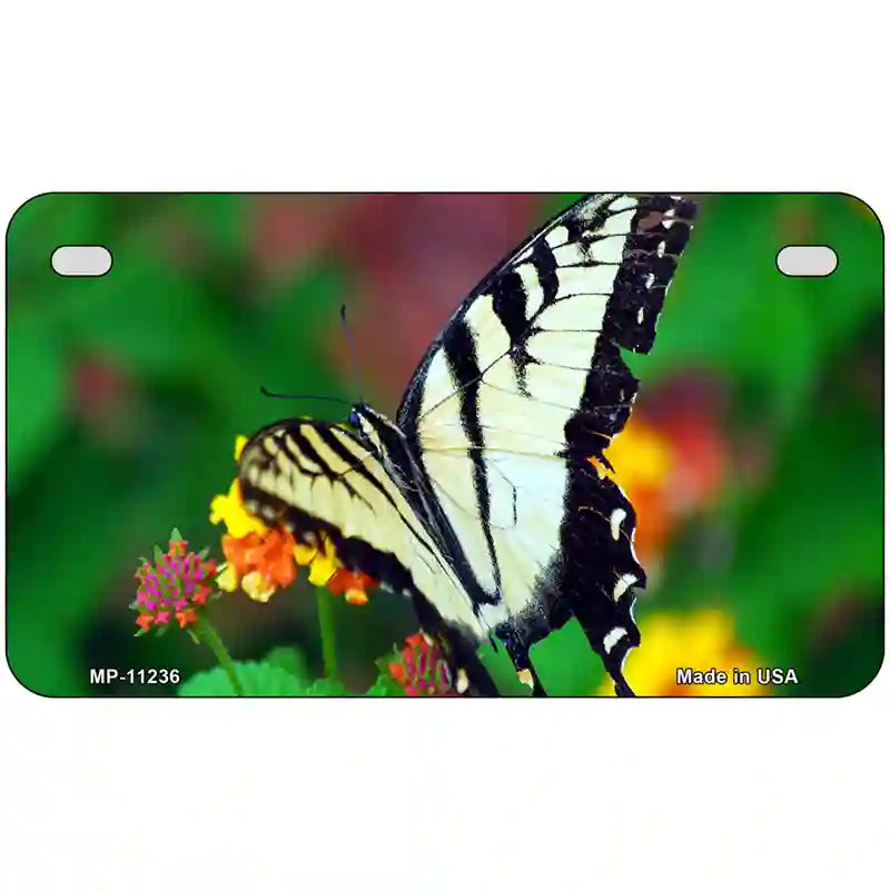 Butterfly Black and White Novelty Metal License Plate 7" x 4" (MP)