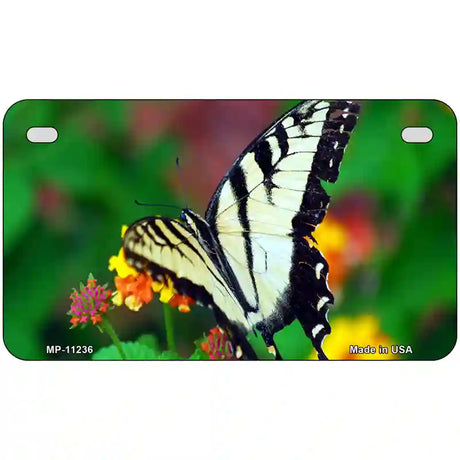 Butterfly Black and White Novelty Metal License Plate 7" x 4" (MP)