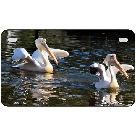 Pelican Two On Water Novelty Metal License Plate 7" x 4" (MP)