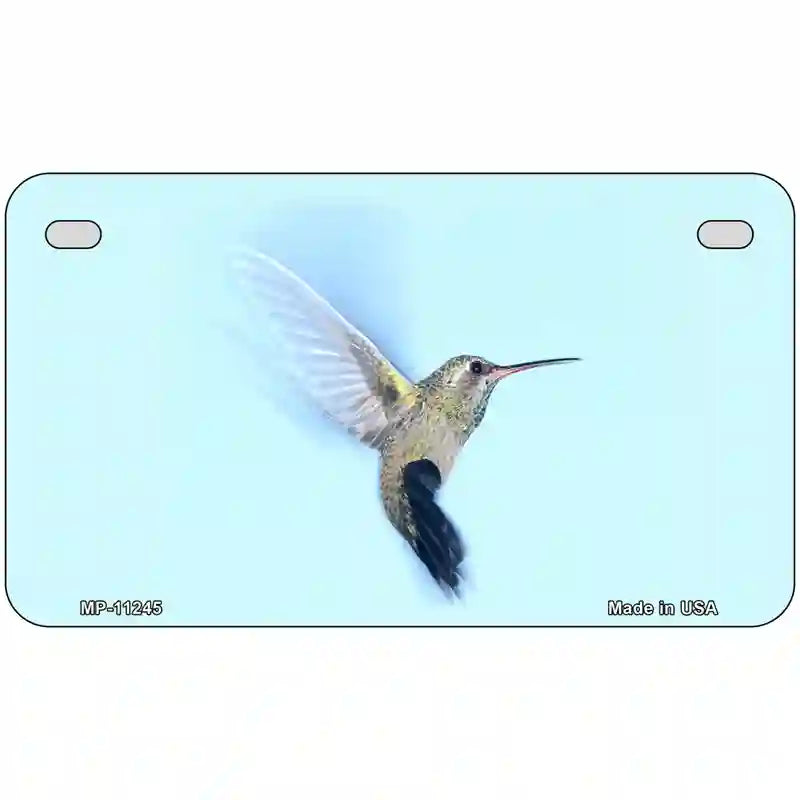 Hummingbird In Flight, Blue Novelty Metal License Plate 7" x 4" (MP)