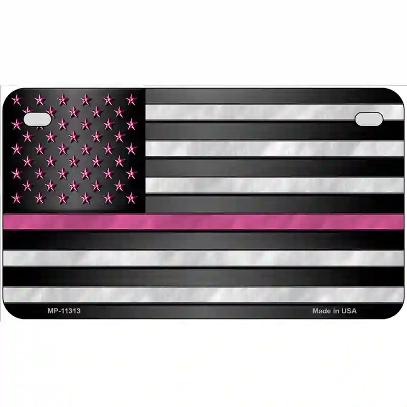 Thin Pink Line With Pink Stars Novelty License Plate 7" x 4" (MP)