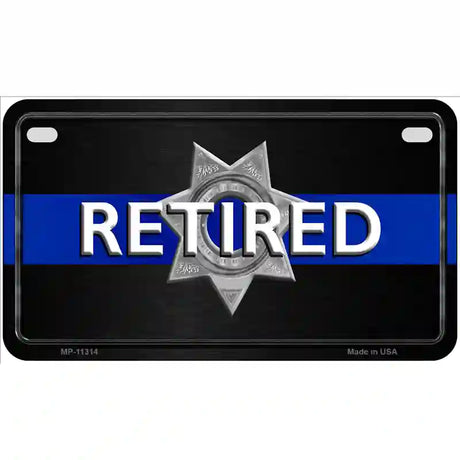 Thin Blue Line Retired Police Metal Novelty License Plate 7" x 4" (MP)