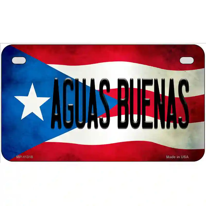 Aguas Buenas Puerto Rico Flag License Plate Metal Novelty 7" x 4" (MP)