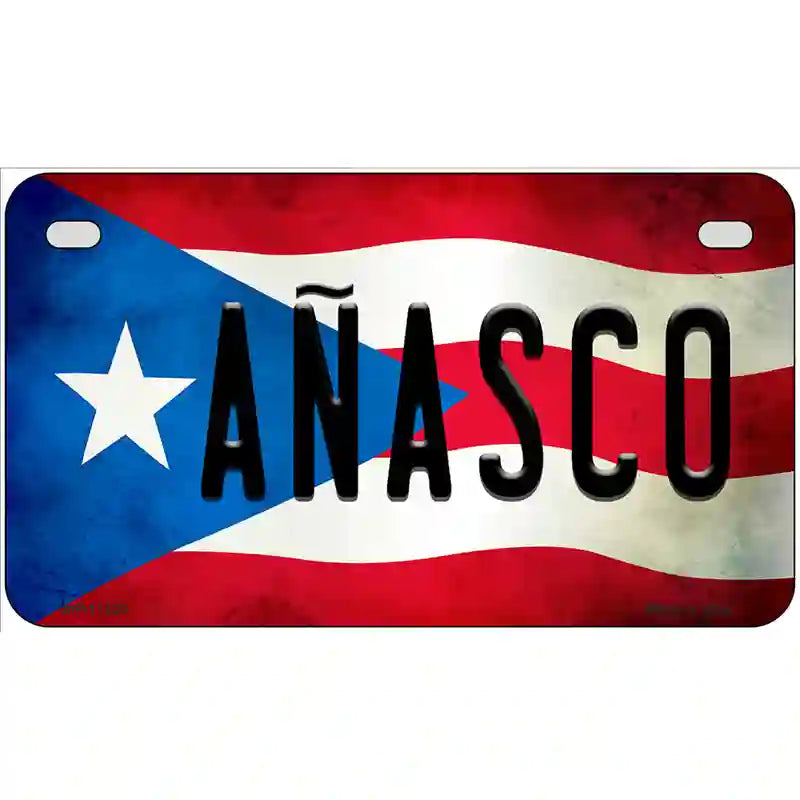 Anasco Puerto Rico Flag License Plate Metal Novelty 7" x 4" (MP)