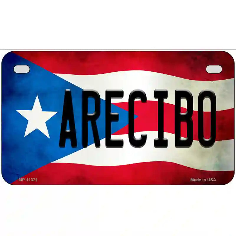 Arecibo Puerto Rico Flag License Plate Metal Novelty 7" x 4" (MP)