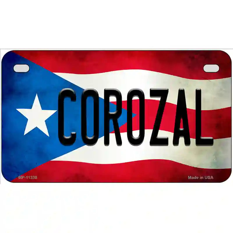 Corozal Puerto Rico Flag License Plate Metal Novelty 7" x 4" (MP)