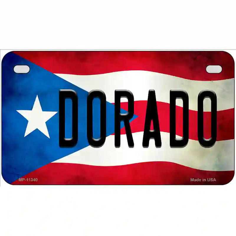 Dorado Puerto Rico Flag License Plate Metal Novelty 7" x 4" (MP)