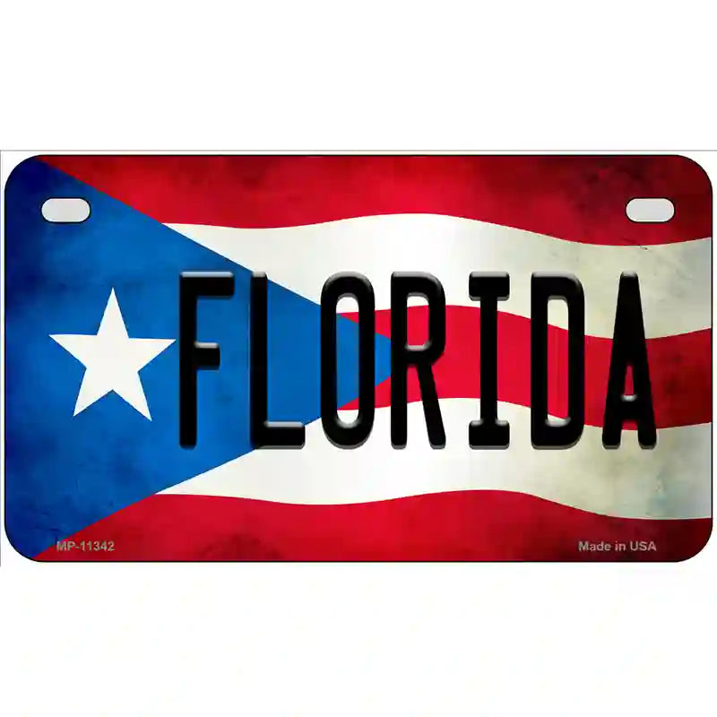 Florida Puerto Rico Flag License Plate Metal Novelty 7" x 4" (MP)