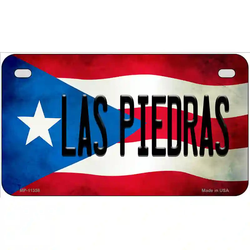 Las Piedras Puerto Rico Flag License Plate Metal Novelty 7" x 4" (MP)