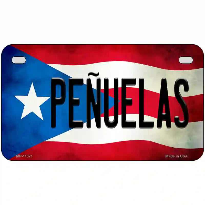 Penuelas Puerto Rico Flag License Plate Metal Novelty 7" x 4" (MP)