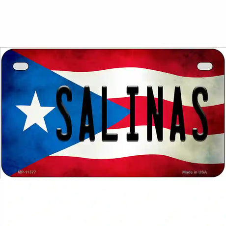 Salinas Puerto Rico Flag License Plate Metal Novelty 7" x 4" (MP)