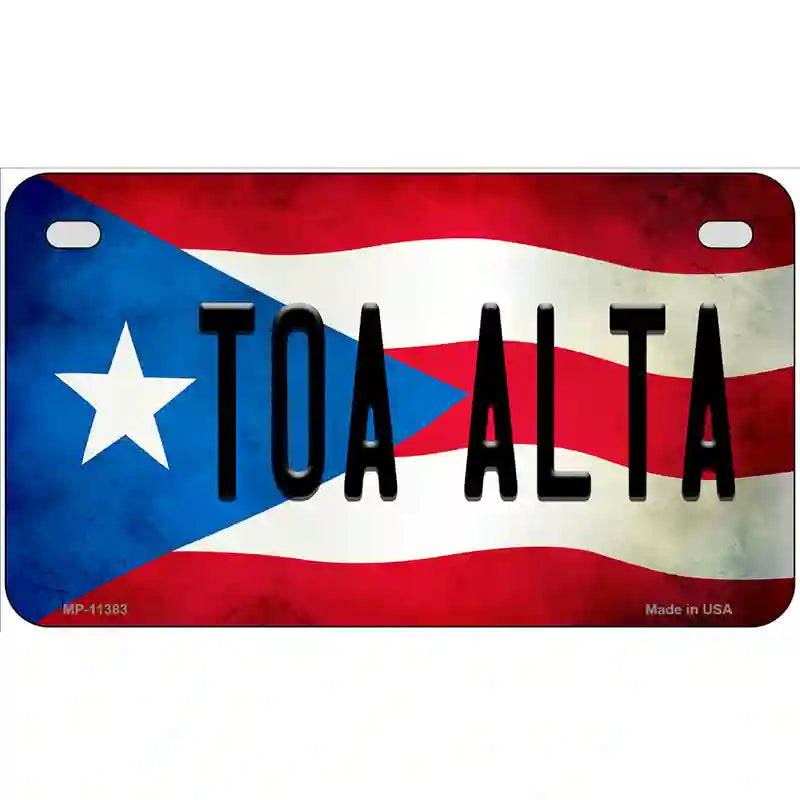 Toa Alta Puerto Rico Flag License Plate Metal Novelty 7" x 4" (MP)