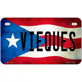 Vieques Puerto Rico Flag License Plate Metal Novelty 7" x 4" (MP)