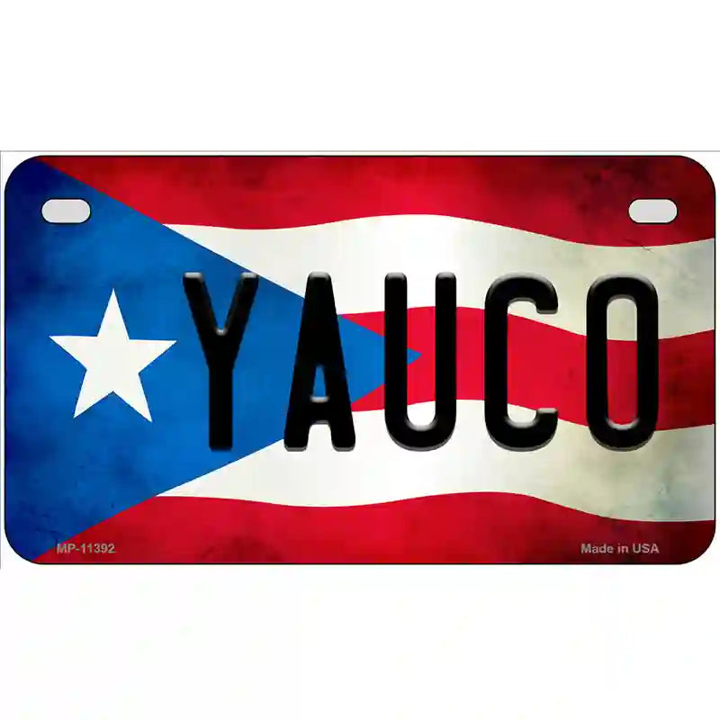 Yauco Puerto Rico Flag License Plate Metal Novelty 7" x 4" (MP)