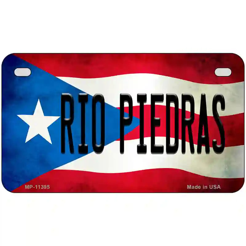 Rio Piedra Puerto Rico Flag License Plate Metal Novelty 7" x 4" (MP)