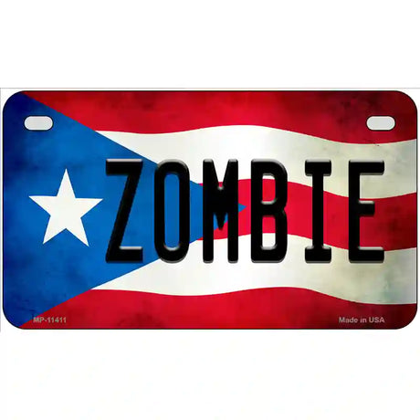 Zombie Puerto Rico Flag License Plate Metal Novelty 7" x 4" (MP)