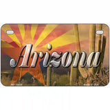 Arizona State Flag Overlay On Cactus Novelty License Plate 7" x 4" (MP)