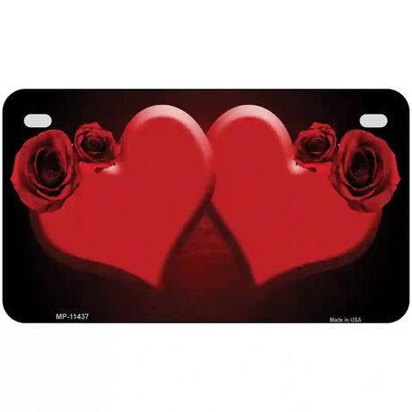 Hearts Over Roses In Red Novelty License Plate 7" x 4" (MP)