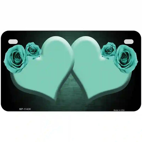 Hearts Over Roses In Mint Novelty License Plate 7" x 4" (MP)