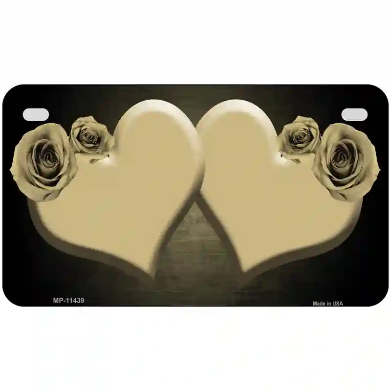 Hearts Over Roses In Gold Novelty License Plate 7" x 4" (MP)