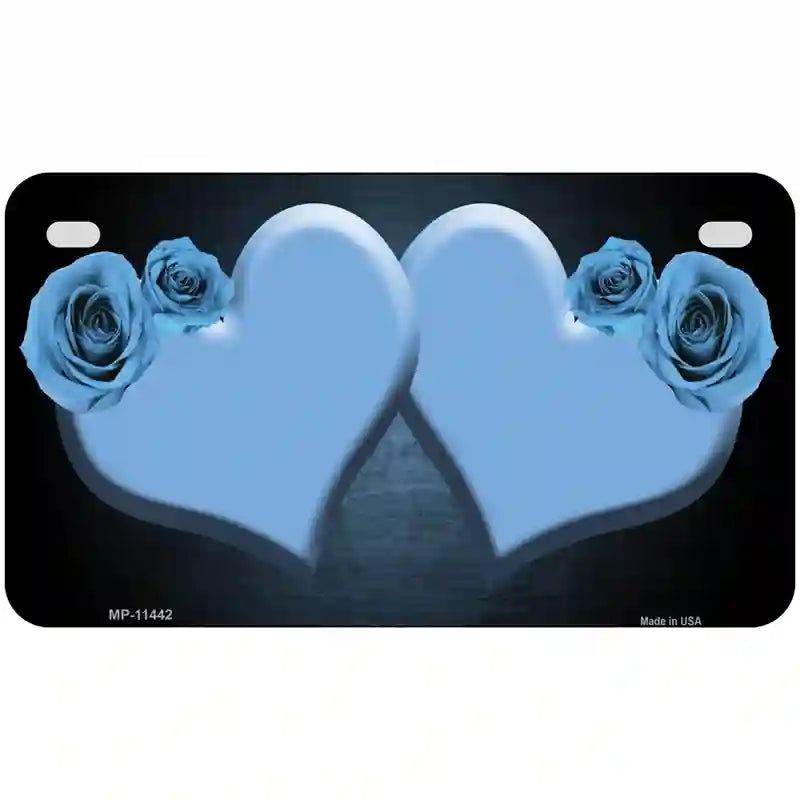 Hearts Over Roses In Light Blue Novelty License Plate 7" x 4" (MP)